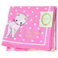 Les Secrets by Ladurée paris 繽紛圓點可愛貓狗圖騰帕領巾(粉紅系)