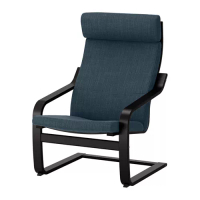 POÄNG 扶手椅, 黑棕色/hillared 深藍色, 68x82x100 公分