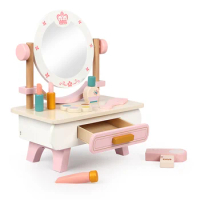 Fashion Princess Girls Dresser With Mirror Toy Wooden Dressing Table Toy Makeup toy Set