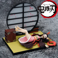 Anime Demon Slayer Series Kamado Nezuko Action Figure Sleeping Posture Cherry Blossom Screen Garage Kit Box Model Decoration Gif