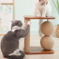 Pet Supplies Double Ball Toy Cat Scratching Board Vertical Cat Scratching Post Wear-resistant Corrugated Paper Cat Climbing Tree