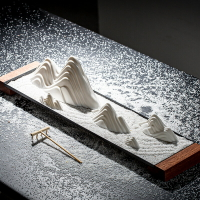 日式枯山水禪意進門玄關客廳長型陶瓷擺件書房沙盤微景觀造景裝飾