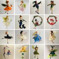 Cute Fairy Wool Felting Fabric Materials Package DIY Handcraft Needle Felting Kit Non Finished Poked Set 15cm Height