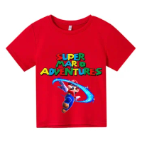 Super Mario Bros. Meninos Pokmon manga curta camiseta, moda infantil, Mario Bros, rua verão top