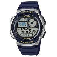 CASIO 卡西歐 電子錶 橡膠錶帶 LED照明 防水100米 碼錶 鬧鈴AE-1000W-2A
