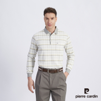 Pierre Cardin皮爾卡登 男款 棉質混紡格紋緹花刷毛長袖POLO衫-黃色 (5215277-53)