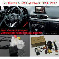 สำหรับ Mazda 3 Mazda3 BM Hatchback 2014 ~ 2018 RCA และหน้าจอเดิมใช้ได้กับรถสำรองข้อมูลกล้องถอยหลังชุดกล้องมองหลังรถยนต์