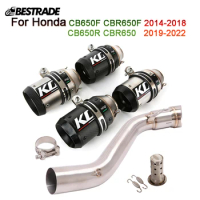 For Honda CB650F CBR650F 2014-2018, CB650R CBR650R 2019-2022 Motorcycle Exhaust System Mid Pipe Slip-on 60.5mm Muffler Tube