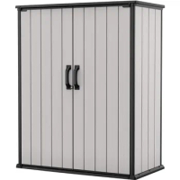 Keter Premier Tall 4.6 x 5.6 ft. Resin Outdoor Storage Shed with Shelving Brackets for Patio Furniture, Pool Accessories
