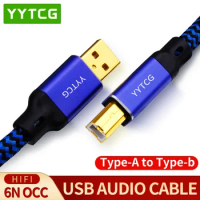 YYTCG Hifi USB Cable DAC A-B A-C A-A C-B C-C Alpha 6N OCC Digital AB Audio A to B high-end Type A to Type B Data Cable