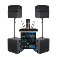 Professional Audio Dual 10 Inch Line Array Speaker 18 Inch Subwoofer Sound System With Microphone and DJ Mixer for church events