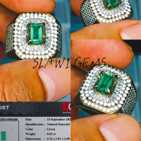 NATURAL EMERALD BERYL MINOR RING SILVER MICRO TAPPER MEMO GRI LAB