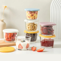 食品級材質圓形玻璃保鮮盒 冰箱冷藏水果點心優格分裝飯盒(2入)
