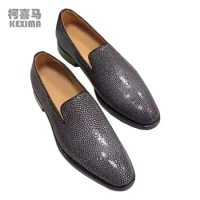 KEXIMA ourui new men fromal shoes men dress sheos bridegroom shoes for male men Stingray skin shoes Pearl Skin shoes