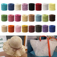 Raffia Straw Yarn Cotton Raffia Yarn Colorful Thread Knitting Material Crochet Summer Sun Hat Yarn for DIY Craft Lover