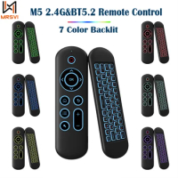 New M5 2.4G&amp;BT5.2 Remote Control 7 Color Backlit Wireless Air Mouse Keyboard Android TV Box for Android Windows Mac Os Linux