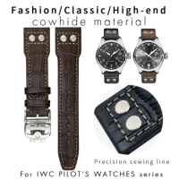 20mm 21mm 22mm Watchband For IWC Big Pilot Spitfire TOP GUN Brown Black Watch Strap Calf Genuine Leather Bracelet Watch Band