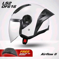 LS2 Helm OF616 Airflow II Half Face Single Visor + Spoiler. Helm half face ls2 whtie M