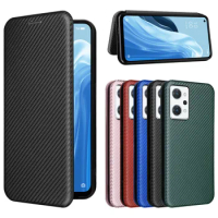For OPPO Reno 7A Case Luxury Flip Carbon Fiber Skin Magnetic Adsorption Case For Oppo Reno 7A 7 A Reno7A Phone Bags