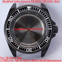 43.8mm 316L Stainless Steel Watch Cases Modified Seiko Samurai Mod Sapphire Crystal Glass Sapphire For NH35 NH36 NH38 Movement