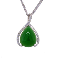 【BRILLMOND JEWELRY】16MM 頂級完美水滴天然和闐碧玉墜(翠綠無黑點)