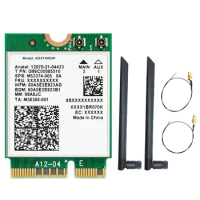 For Intel AX411 WiFi Card+8DB Antenna WiFi 6E CNVio2 BT 5.3 Tri-Band 5374Mbps WiFi Adapter for Laptop/PC Win10/11-64Bit