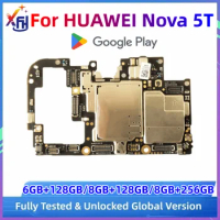 Motherboard for Huawei Nova 5T, 128GB, 256GB ROM, 100% Unlocked Main Circuit Board, Full Chips
