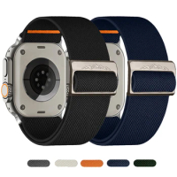 Elastic Nylon Strap for Apple Watch Band IWatch Series 9 8 7 SE Ultra 2 Bracelet 44mm 45mm 49mm 40mm 41mm Men Sport Watchband