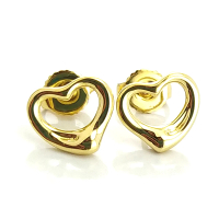 【Tiffany&amp;Co. 蒂芙尼】18K金 Open Heart 心型墜飾針式耳環