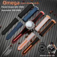 20mm 21mm 22mm nylon strap for Omega Planet Ocean 600 nylon Seamaster 300 silicone strap Speedmaster 9900 orange waterproof men