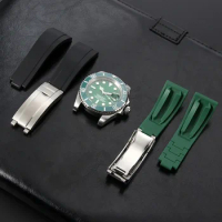 20mm Silicone Watch Band for Rolex Daytona Submariner GMT Diver Strap Waterproof Rubber Watch Bracelet Metal Buckle Replacement