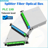 5pcsSC APC UPC PLC 1X8 Splitter Fiber Optical Box FTTH PLC Splitter Box with 1X8 Planar Waveguide Type Optical Splitter