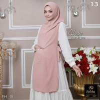 Jilbab Hijab Kerudung Bergo Khimar Instan Hodie Cardigan Syari 2 Layer - Mocca