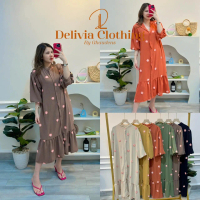 Delivia - Midi Dress Oudre Crincle Bordir 1818-237