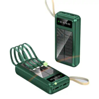 Outdoor Solar Portable Power Source Digital Display 30000mah Portable Mobile Charger Power Bank with cable