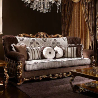 High-end living room sofa furniture European classic fabric living room sofa French luxury villa solid wood sofa
