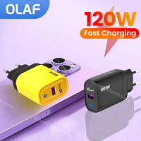 Olaf 120W USB Fast Charger Fast Charging QC 3.0 Charger Adapter For iPhone 14 Xiaomi13 Samsung Huawei Oneplus USB Wall Charger