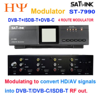Digital RF Modulator Satlink WS-7990 4 Route DVB-T Modulator to convert HD/AV signals into DVB-T/DVB-C/ISDB-T RF out ST-7990