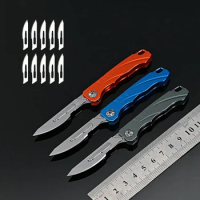 Folding Knife Keychain Hanging Detachable EDC Scalpel Outdoor CS GO Carving Tool Unboxing Quick-change Knife Titanium Alloy DIY