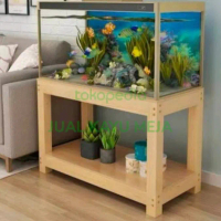 MEJA AQUARIUM 80X40X60CM FULL KAYU JATI BELANDA VERNIS ATAU NATURAL