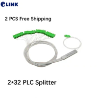 2*32 PLC splitter mini housing SC/APC 1mtr white cable 2 to 32 fiber optic coupler Steel tube type 0.9mm free shipping 2PCS