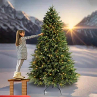 6.5-Ft Pre-Lit Madison Pine Artificial Christmas Tree Holiday Decor with Lights Stand 600 Branch Tips