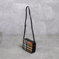 Burberry Tas BURBERRY CHECK CAMEL SS24 BLACK CAMERA BAG 100% ORIGINAL