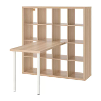 KALLAX/LINNMON 書桌/工作桌組合, 白色/染白橡木紋, 147x139x147 公分
