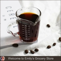 A NEW  70/150ml Espresso Shot Glass Double Spout Measuring Cup Heat-Resistant Handle Clear Scale Win
