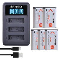 Batmax 1860mAh NP-BX1 np bx1 Battery+LED 3 Slots Charger for Sony ZV-1F DSC-RX100 WX500 HX300 WX350 AS30V AS300 M3 M2 M6 M7 HX60