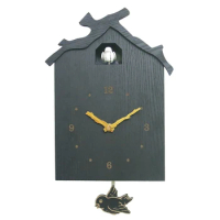 Birdhouse Modern Cuckoo Clock Natural Bird Call Pendulum Wall Clock Kids Gifts - Battery Operated