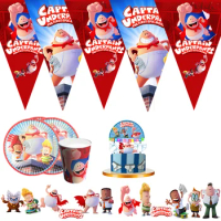 Game Captain Underpants Birthday theme favor party supplies Party Set Paper Cup Plate Gift Bag Napkin Flag Cake Topper