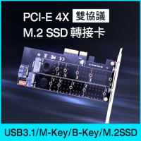 Esense PCI-E 4X 雙協議M.2 SSD 轉接卡(PCI-E+SATA)(07-EMS003)