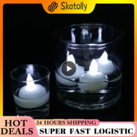 6psc Flameless Floating Candle Waterproof Flickering Tealights Warm Led Candles For Pool SPA Bathtub Wedding Party Dinner Decor